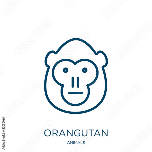 orangutan icon from animals collection. Thin linear orangutan, monkey, cute outline icon isolated on white background. Line vector orangutan sign, symbol for web and mobile