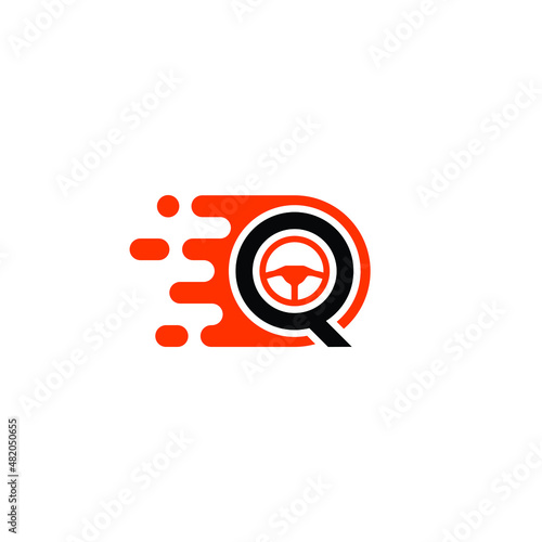 Letter Q logo, sign, symbol, modern icon, Q driving, initial letter q, logo template, steering, vector, monogram, business, professional car , Creative Alphabet Q, Illustration