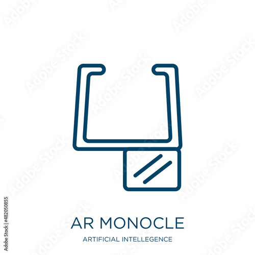 ar monocle icon from artificial intellegence and future technology collection. Thin linear ar monocle, ar camera, ai grid outline icon isolated on white background. Line vector ar monocle sign, symbol