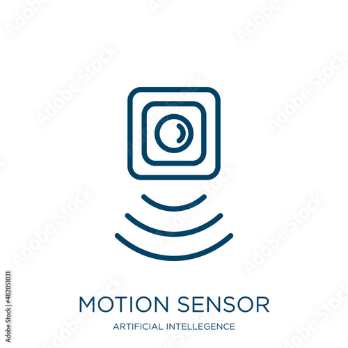 motion sensor icon from artificial intellegence and future technology collection. Thin linear motion sensor, motion, detector outline icon isolated on white background. Line vector motion sensor sign,