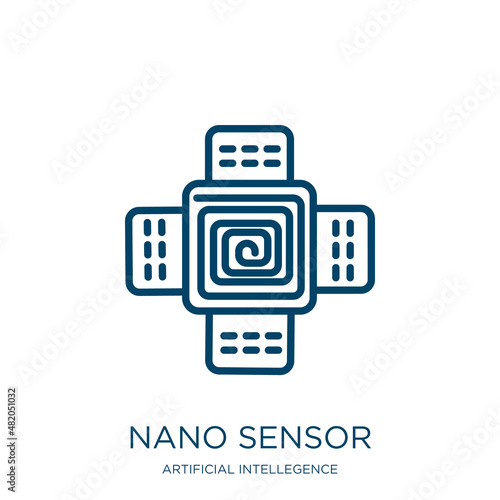 nano sensor icon from artificial intellegence and future technology collection. Thin linear nano sensor, nano, sensor outline icon isolated on white background. Line vector nano sensor sign, symbol