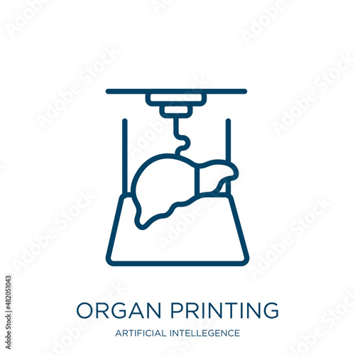 organ printing icon from artificial intellegence and future technology collection. Thin linear organ printing, collection, day outline icon isolated on white background. Line vector organ printing