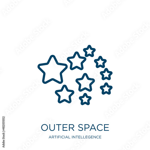 outer space icon from artificial intellegence and future technology collection. Thin linear outer space, space, planet outline icon isolated on white background. Line vector outer space sign, symbol