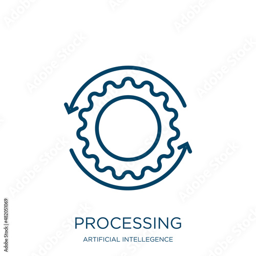 processing icon from artificial intellegence and future technology collection. Thin linear processing, business, development outline icon isolated on white background. Line vector processing sign,