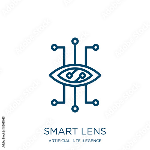 smart lens icon from artificial intellegence and future technology collection. Thin linear smart lens, equipment, lens outline icon isolated on white background. Line vector smart lens sign, symbol