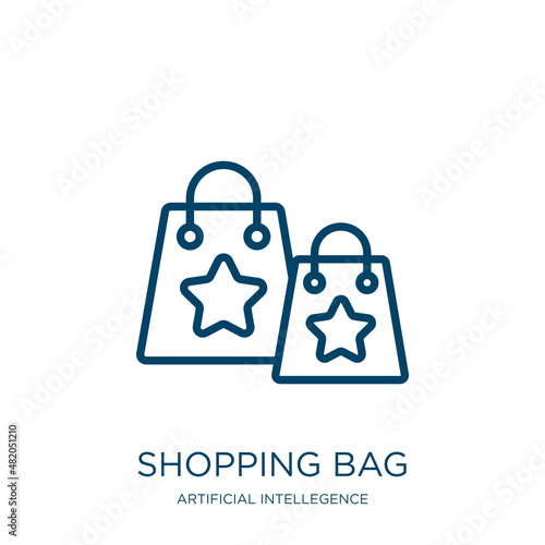 shopping bag icon from artificial intellegence and future technology collection. Thin linear shopping bag, bag, buy outline icon isolated on white background. Line vector shopping bag sign, symbol for