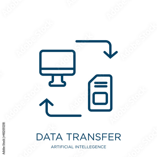 data transfer icon from artificial intellegence and future technology collection. Thin linear data transfer, data, transfer outline icon isolated on white background. Line vector data transfer sign,