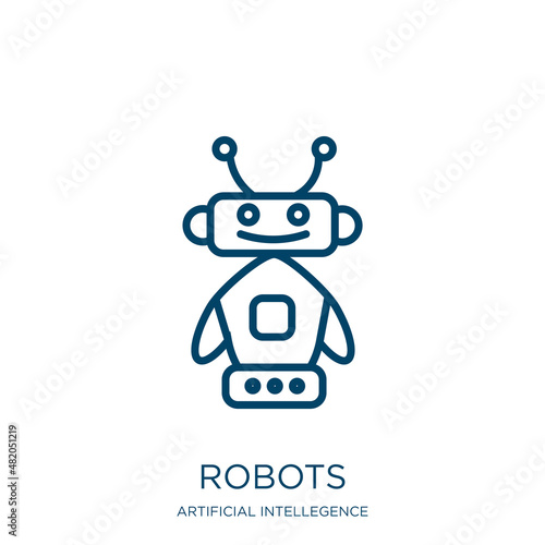 robots icon from artificial intellegence and future technology collection. Thin linear robots, robot, computer outline icon isolated on white background. Line vector robots sign, symbol for web and