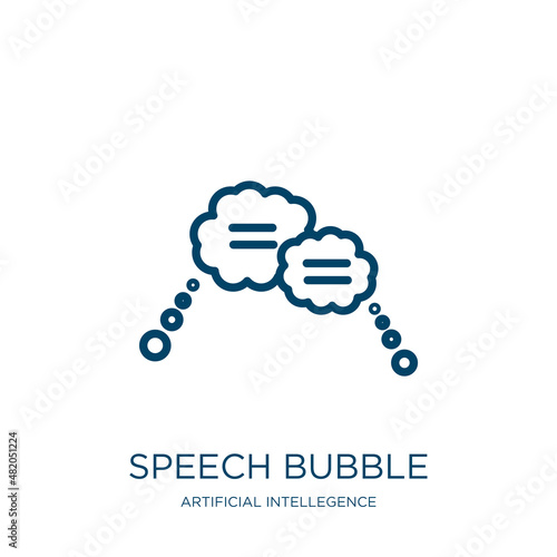 speech bubble icon from artificial intellegence and future technology collection. Thin linear speech bubble, talk, communication outline icon isolated on white background. Line vector speech bubble