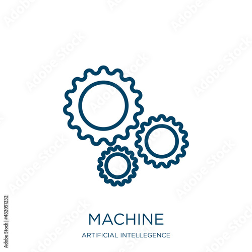 machine icon from artificial intellegence and future technology collection. Thin linear machine, computer, hand outline icon isolated on white background. Line vector machine sign, symbol for web and