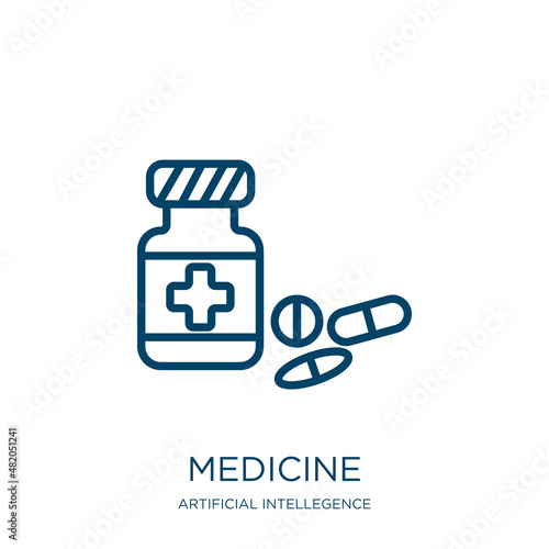 medicine icon from artificial intellegence and future technology collection. Thin linear medicine, health, medical outline icon isolated on white background. Line vector medicine sign, symbol for web