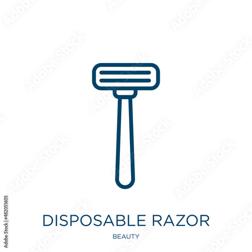 disposable razor icon from beauty collection. Thin linear disposable razor, beauty, blade outline icon isolated on white background. Line vector disposable razor sign, symbol for web and mobile