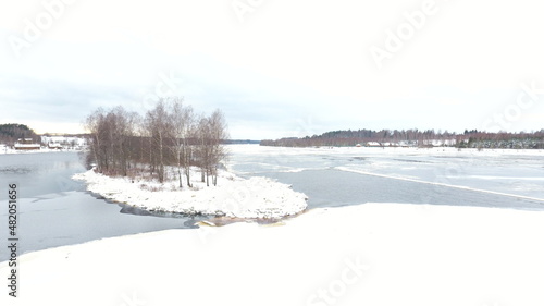 Fototapeta Naklejka Na Ścianę i Meble -  Island on the Daugava river near the town of Jaunjelgava 