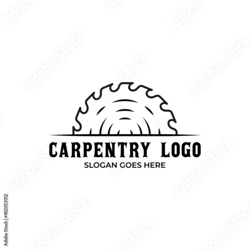 logo template for carpentry work. half saw blade logo