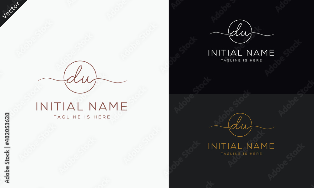 DU UD Signature initial logo template vector