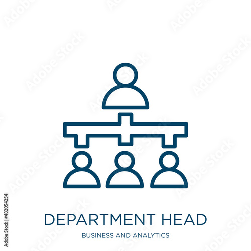 department head icon from business and analytics collection. Thin linear department head, head, business outline icon isolated on white background. Line vector department head sign, symbol for web and