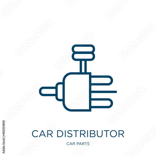car distributor icon from car parts collection. Thin linear car distributor, car, distributor outline icon isolated on white background. Line vector car distributor sign, symbol for web and mobile