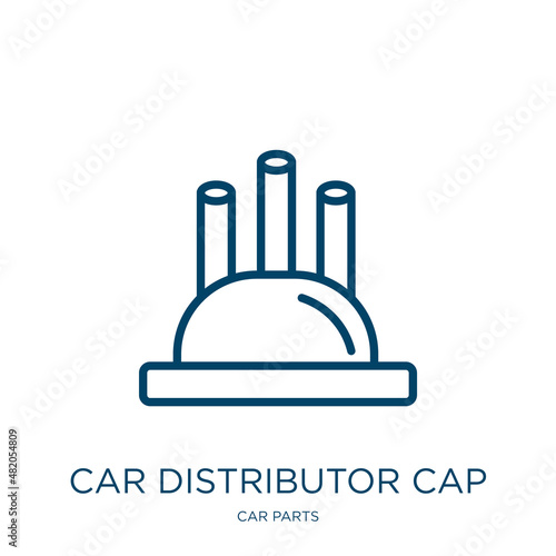 car distributor cap icon from car parts collection. Thin linear car distributor cap, auto, simple outline icon isolated on white background. Line vector car distributor cap sign, symbol for web and