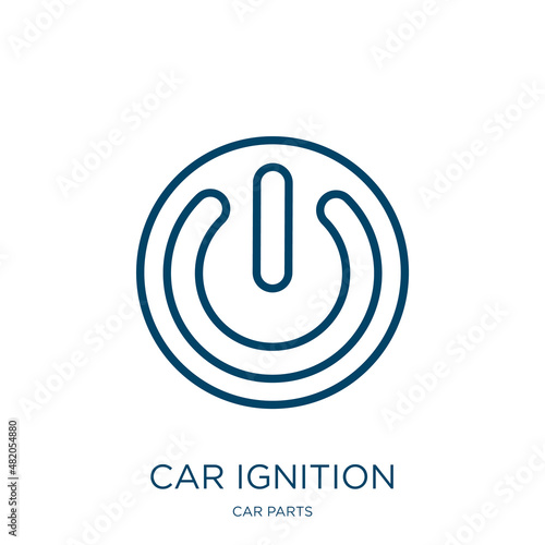 car ignition icon from car parts collection. Thin linear car ignition, auto, automobile outline icon isolated on white background. Line vector car ignition sign, symbol for web and mobile