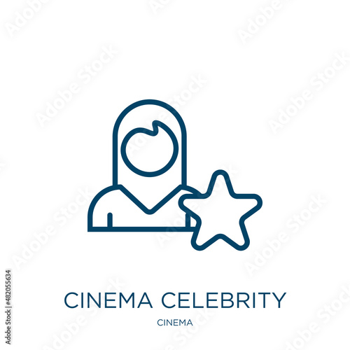 cinema celebrity icon from cinema collection. Thin linear cinema celebrity, celebrity, movie outline icon isolated on white background. Line vector cinema celebrity sign, symbol for web and mobile