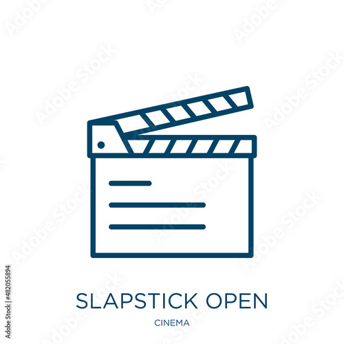 slapstick open icon from cinema collection. Thin linear slapstick open, scene, vintage outline icon isolated on white background. Line vector slapstick open sign, symbol for web and mobile