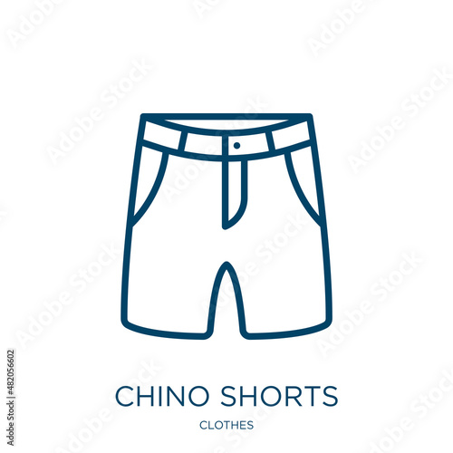 chino shorts icon from clothes collection. Thin linear chino shorts, fashion, pants outline icon isolated on white background. Line vector chino shorts sign, symbol for web and mobile