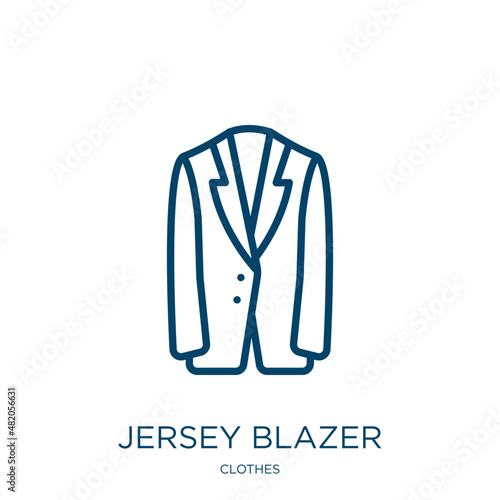 jersey blazer icon from clothes collection. Thin linear jersey blazer, clothes, fashion outline icon isolated on white background. Line vector jersey blazer sign, symbol for web and mobile