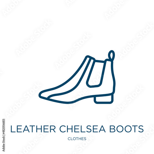 leather chelsea boots icon from clothes collection. Thin linear leather chelsea boots, chelsea, leather outline icon isolated on white background. Line vector leather chelsea boots sign, symbol for