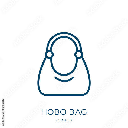 hobo bag icon from clothes collection. Thin linear hobo bag, bag, accessory outline icon isolated on white background. Line vector hobo bag sign, symbol for web and mobile