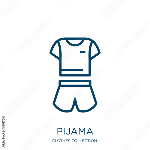pijama icon from clothes collection. Thin linear pijama, girl, cute outline icon isolated on white background. Line vector pijama sign, symbol for web and mobile