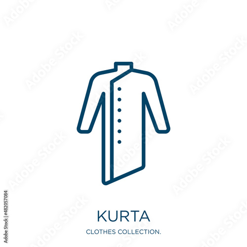 kurta icon from clothes collection. Thin linear kurta, clothing, knickers outline icon isolated on white background. Line vector kurta sign, symbol for web and mobile