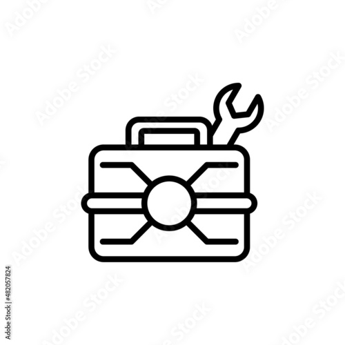 Tool box line icon. Toolbox, toolkit, instrument. Construction concept. Can be used for topics like home maintenance, fixing, repair, renovation. toolbox icon vector symbol illustration.