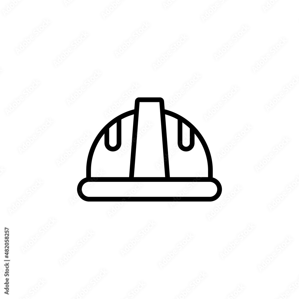Fototapeta premium Job safety equipment helmet or hat for industrial safety black and white icon vector. Security for industry or construction uniform concept icon vector illustration isolated on white icon vector