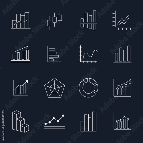 Graphic and Statistics  icons set . Graphic and Statistics  pack symbol vector elements for infographic web