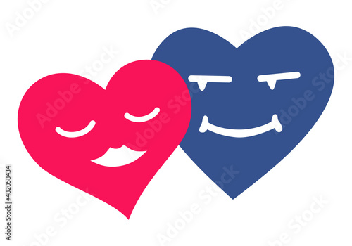 Two loving hearts icon