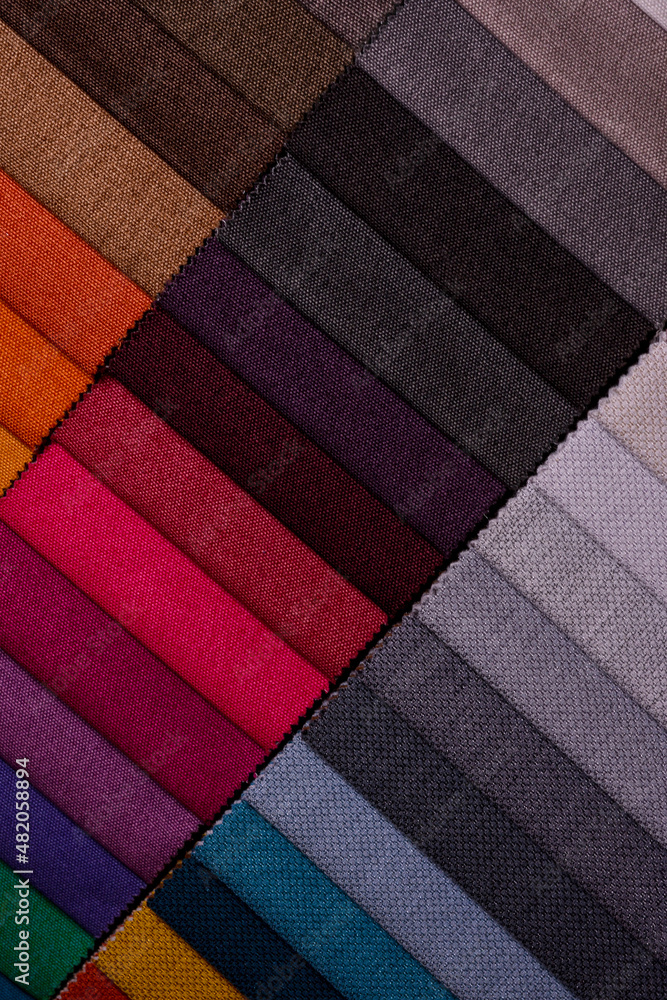 Samples of furniture fabrics.Multicolor fabric texture background. Samples of furniture fabrics.Multicolor fabric texture background.