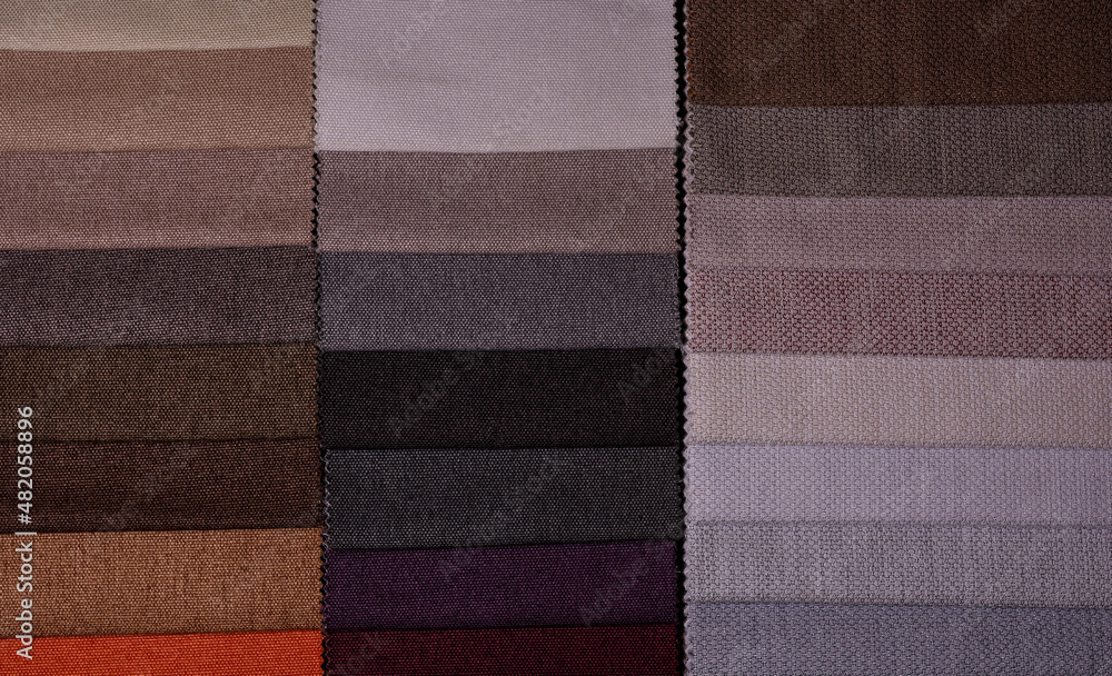 Samples of furniture fabrics.Multicolor fabric texture background. Samples of furniture fabrics.Multicolor fabric texture background.