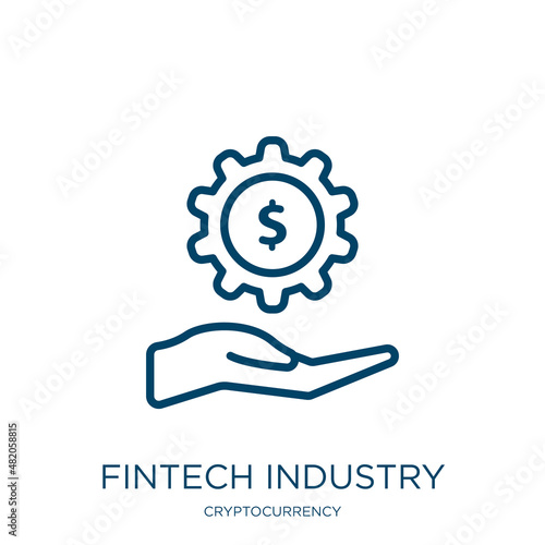 fintech industry icon from cryptocurrency collection. Thin linear fintech industry, fintech, investment outline icon isolated on white background. Line vector fintech industry sign, symbol for web and