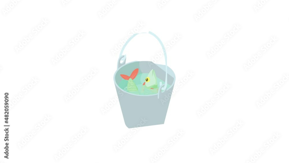 Fish Bucket Animation Bucket of fish icon animation best cartoon object on white background ...