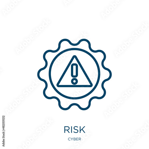 risk icon from cyber collection. Thin linear risk, security, information outline icon isolated on white background. Line vector risk sign, symbol for web and mobile