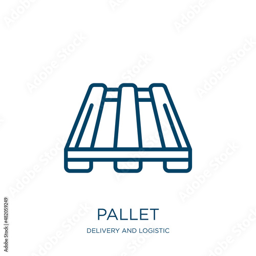 pallet icon from delivery and logistic collection. Thin linear pallet, container, shipping outline icon isolated on white background. Line vector pallet sign, symbol for web and mobile
