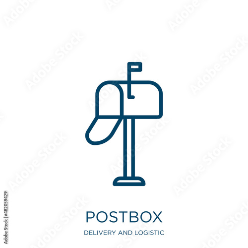 postbox icon from delivery and logistic collection. Thin linear postbox, mail, mailbox outline icon isolated on white background. Line vector postbox sign, symbol for web and mobile