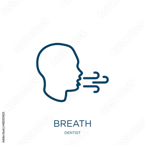 breath icon from dentist collection. Thin linear breath, medical, respiratory outline icon isolated on white background. Line vector breath sign, symbol for web and mobile