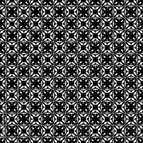 Black and white surface pattern texture. Bw ornamental graphic design. Mosaic ornaments. Pattern template. Vector illustration.