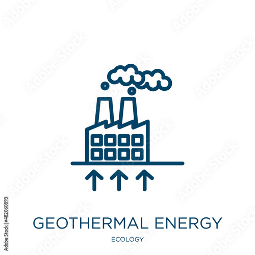 geothermal energy icon from ecology collection. Thin linear geothermal energy, power, energy outline icon isolated on white background. Line vector geothermal energy sign, symbol for web and mobile