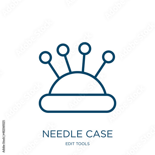 needle case icon from edit tools collection. Thin linear needle case, needle, case outline icon isolated on white background. Line vector needle case sign, symbol for web and mobile