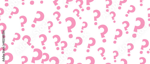 Many random question signs marks on seamless pattern isolated on a white background
