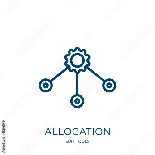 allocation icon from edit tools collection. Thin linear allocation, business, money outline icon isolated on white background. Line vector allocation sign, symbol for web and mobile