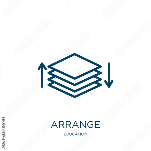 arrange icon from education collection. Thin linear arrange, business, technology outline icon isolated on white background. Line vector arrange sign, symbol for web and mobile