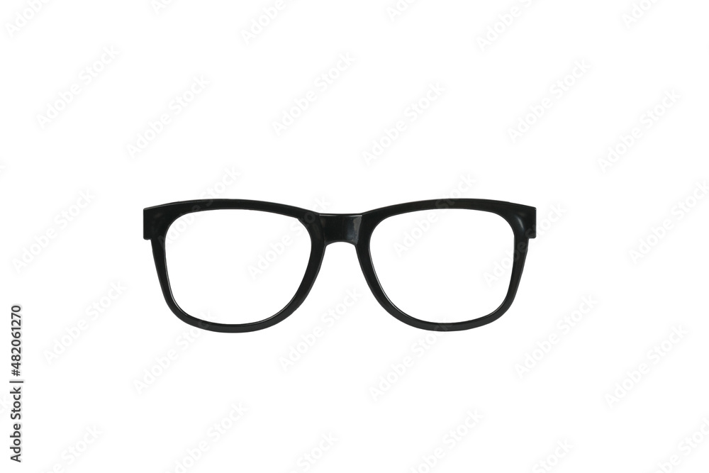 Classic black glasses isolated on a white background.